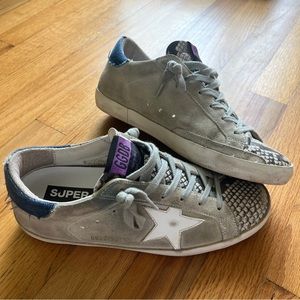 Grey Suede with Snake Toe and Denim Golden Goose Sneakers